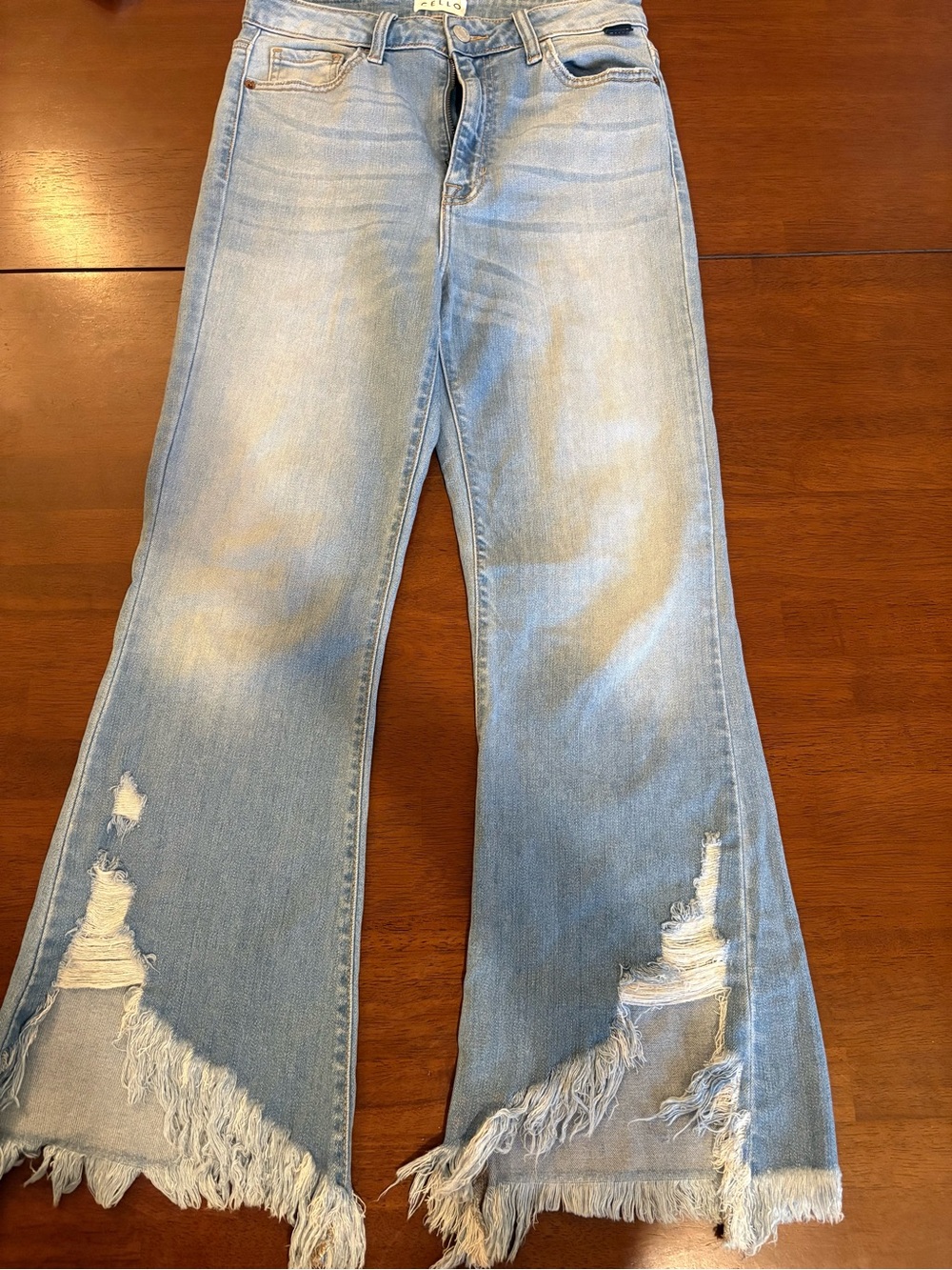 Cello Light Blue Distressed Flare Jeans